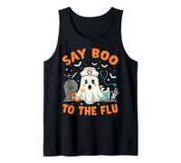 Funny Ghost Pharmacist Halloween Vaccine Say Boo to The Flu Tank Top