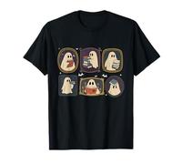 Funny Ghost Reading Book Nerds Portrait Graphic Halloween T-Shirt