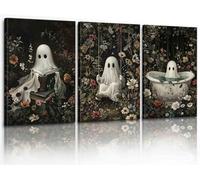 Funny Ghost Wall Art Vintage Halloween Posters Prints Flowers Ghost Decor Swing Reading Bathroom Living Room Bedroom Posters Dark Academia Paintings Pictures 12x16x3 Unframed
