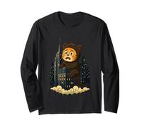 Funny Giant Cat in City Cute Monster Kitty Graphic Long Sleeve T-Shirt