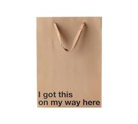 Funny Gift Bag 11 x 8 x 4 inch - Brown Kraft Paper Bag with 'I Got This On My Way Here' Print - Gag Gift Wrap for Birthdays, Holidays, Office Parties - Party Gift Wrap for Mother's Day, Father's Day