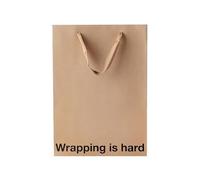 Funny Gift Bag 11 x 8 x 4 inch - Brown Kraft Paper Bag with 'Wrapping Is Hard' Print - Gag Gift Wrap for Birthdays, Holidays, Office Parties - Party Gift Wrap for Mother's Day, Father's Day