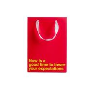 Funny Gift Bag - 11 x 8 x 4 inch Kraft Paper Bag with "Lower Your Expectations" - Gag Gift Wrap for Birthdays, Holidays, Office Parties - Durable Party Gift Wrap for Mother's Day, Father's Day - Red