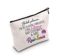 Funny Gift Bitch Please I'm So Fucking Fabulous Makeup Bag Inspirational Cosmetic Bags Best Bitches Gift for Girls (U.Rainbows)