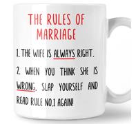 Funny Gift for Husband to Be, Joke Anniversary Coffee Mug, The Rules of Marriage Design Wedding Present for Groom