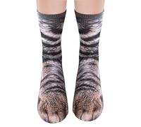 Funny Gifts - Christmas 3D Animal Paws Novelty Socks Men Stocking Stuffers for Adults Women Teens Dog/Cat Gag Gifts, Gray Cat, 5-13