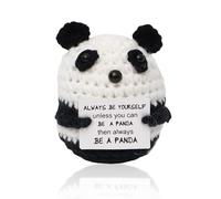 Funny Gifts,Cute Stuff,Crochet Doll Thoughtful Panda with Positive Words,Knitted panda Gift,Positive Gifts,Cheer up gifts For Women Men,Valentine's Day Birthday Christmas for Girlfriend Boyfriend