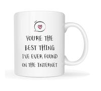 Funny Gifts for Husband Novelty Coffee Mug Drinking Cup, You're The Best Thing I’Ve Ever Found On The Internet Coffee Cups from Wife Family, Anniversary Valentine's Day Gifts for Him, White 11 Oz