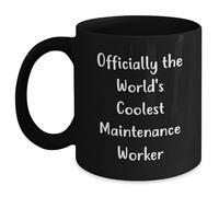Funny Gifts for Maintenance Workers - Officially The World's Coolest Maintenance Worker Black Coffee Mug - Unique Father's Day Unique Gifts from Kids, Men, Women