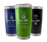 Funny Gifts for Men Coffee Travel Mug with Lid - IDK Ask ChatGPT - AI Lover Gift for Fiance, Boyfriend, Husband Friend Him - Black