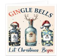 Funny Gin Christmas Card - GinGle Bells Let Christmas Begin