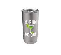 Funny Gin Drinking Pun Let The Fun Be Gin Stainless Steel Insulated Tumbler