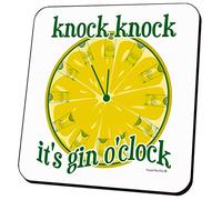 Funny Gin Drinks Coaster. Knock Knock It's Gin O'Clock. Gin Drinkers Mat