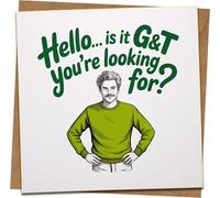 Funny Gin & Tonic Pun Greeting Card - Hello Is It G&T You’re Looking For? - 145mm x 145mm Square - Blank Inside - Birthday, Anniversary, Friend - Kraft Envelope Included