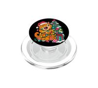Funny Ginger Cat Christmas Tree Santa Hat PopSockets PopGrip for MagSafe