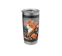 Funny Ginger Orange Cat in Traditional Japanese Kimono Stainless Steel Insulated Tumbler