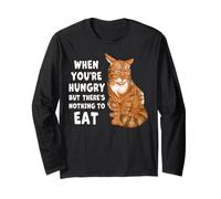 Funny Ginger Tabby Cat Hungry Mood Humor Long Sleeve T-Shirt