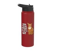 Funny Ginger Tabby Cat Hungry Mood Humor Stainless Steel Insulated Water Bottle