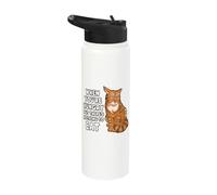 Funny Ginger Tabby Cat Hungry Mood Humor Stainless Steel Insulated Water Bottle