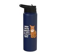 Funny Ginger Tabby Cat Hungry Mood Humor Stainless Steel Insulated Water Bottle