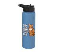 Funny Ginger Tabby Cat Hungry Mood Humor Stainless Steel Insulated Water Bottle