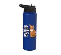 Funny Ginger Tabby Cat Hungry Mood Humor Stainless Steel Insulated Water Bottle