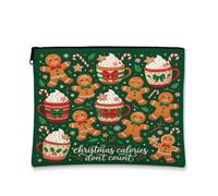 Funny Gingerbread Christmas Quote Man Makeup Bag, Green, 7x9 Inch