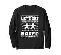 Funny Gingerbread Let's Get Baked Holiday Party Design Style Long Sleeve T-Shirt