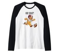 Funny Gingerbread Man Oh Snap Christmas Football Pajamas Raglan Baseball Tee