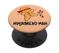 Funny Gingerbread Ninjabread Man, Sweet Cookie Baking Lovers PopSockets Adhesive PopGrip