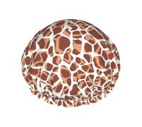 Funny Giraffe Animal Print Shower Cap Elastic And Reusable Double Waterproof Shower Hat For Women