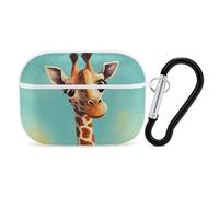 Funny Giraffe Art AirPods Pro 2 Case Cover, Shockproof Hard Shell Protective Case for Women Men, Compatible with Airpod Pro Case 2nd/1st Generation with Keychain-White