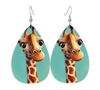 Funny Giraffe Art Earrings for Women Teardrop Leather Earring Double Sided Drop Dangle Earrings Lightweight Women's Ear Accessories Jewelry Fashion Birthday Gift