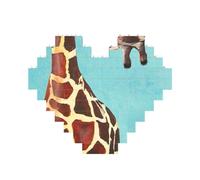 Funny Giraffe Art Printed Jigsaw Puzzle 10.8x12.8 CM, Heart-Shaped Puzzle Challenging Game for Adults, Fun Decorative Wall Decor