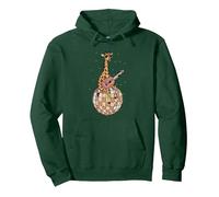 Funny Giraffe Disco Dancing Ball Groovy Retro 80s Costume Pullover Hoodie, Adult Unisex, Dark Green, Small