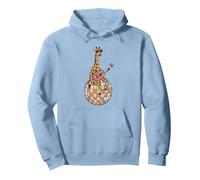 Funny Giraffe Disco Dancing Ball Groovy Retro 80s Costume Pullover Hoodie, Adult Unisex, Dusty Blue, Large