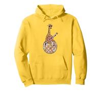 Funny Giraffe Disco Dancing Ball Groovy Retro 80s Costume Pullover Hoodie, Adult Unisex, Lemon Yellow, Medium