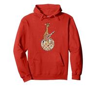 Funny Giraffe Disco Dancing Ball Groovy Retro 80s Costume Pullover Hoodie, Adult Unisex, Red, Small