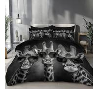 Funny Giraffe Duvet Cover Set 135x200cm, Ultra Soft Comfy Quilt Covers Bedding Set Reversible Interesting Animals Bedding Adults Teenagers Duvet Covers with 1 Pillowcase, Gray