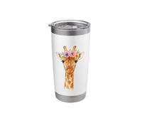 Funny Giraffe- Giraffe with Flowers Stainless Steel Insulated Tumbler
