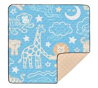 Funny Giraffe Lion Cloud Sky Blue Soft Foam Baby Activity Play Mat for Floor Water Resistant Tummy Time & Crawling Mat for Babies Infants Toddlers, 50'' x 50''