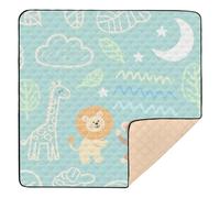 Funny Giraffe Monkey Baby Green Soft Thick Baby Gym & Activity Mat for Indoor Outdoor 1-Piecing Tummy Time Mat for Baby Toddler Infant, 50'' x 50''