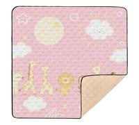 Funny Giraffe Monkey Pink Soft Thick Baby Playmat for Floor Waterproof Baby Crawling Mat for Baby Toddler Infant, 50'' x 50''