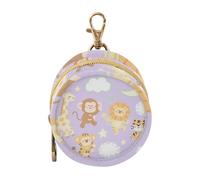 Funny Giraffe Monkey Purple Lilac Baby Boy Pacifier Case with Zipper and Clip Wristlet Wallet Key Holder, Neutral Baby Items