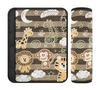 Funny Giraffe Monkey Stripe Brown car Shoulder Strap pad,More Comfort Driving,Seatbelt Cover pad for SUV Backpack Most Cars accesorios para carro 2 pcs