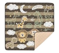 Funny Giraffe Monkey Stripe Brown Soft Foam Baby Playmat for Indoor Outdoor Non-Toxic Kicking Mat for Baby Toddler Infant, 50'' x 50''