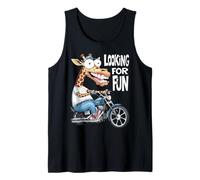 Funny giraffe on a motorcycle with Looking for Fun Say. By Tank Top