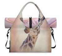 Funny Giraffe Painting Sports Duffel Bag for Women Men Weekend Overnight Bag with Shoe Compartment Shoulder Tote Luggage Bag for Yoga Gym Travel