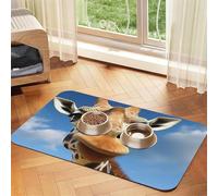 Funny Giraffe Pet Feeding Mat 30x45cm, Absorbent Dog Mat for Food and Water Bowl, PU Leather Cat Food Mat Waterproof Dog Bowl Mats Quick Dry Pet Placemats-No Stains