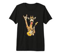 Funny Giraffe Rock Music Sunglasses Guitar Vibe Design Premium T-Shirt